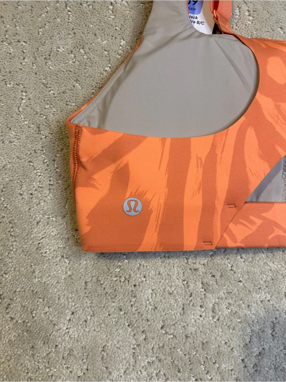 lululemon Ultralu Square-Neck Sports Bra B/C Size 6 Orange Camo Medium Support